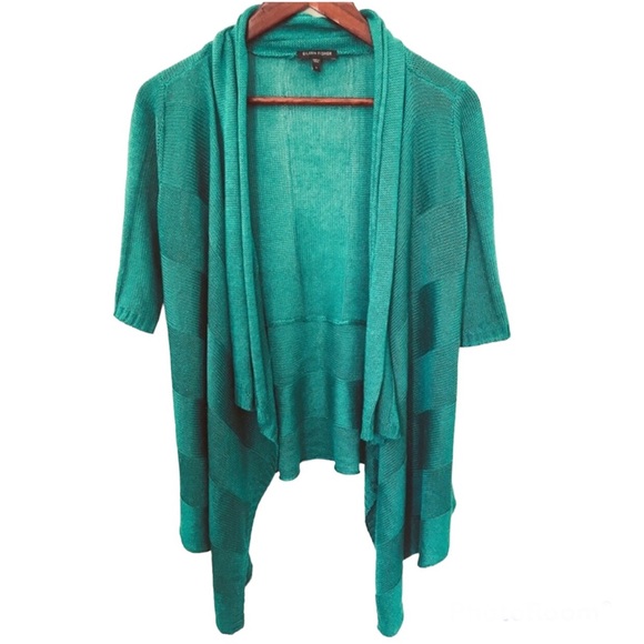 Eileen Fisher Sweaters - Eileen Fisher silk & linen teal open cardigan